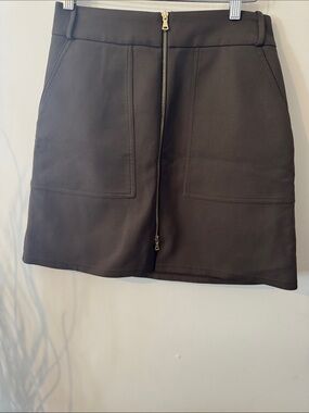 River Island Green Front-Zip Pocket Mini Skirt